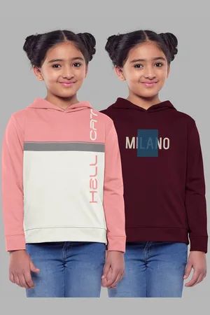 HELLCAT Girls Pack Of 2 Printed Hooded Cotton Sweatshirt