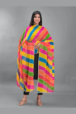 Apratim Striped Leheriya Dupatta with Gotta Patti