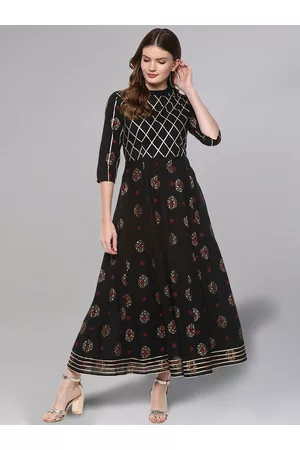 IDALIA Ethnic Motifs Printed Cotton A-Line Ethnic Dress