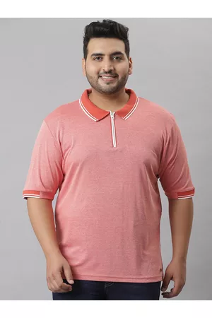 Instafab Men Pink Cotton Polo Collar T-shirt