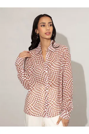 20Dresses Women Brown Printed Casual Shirt