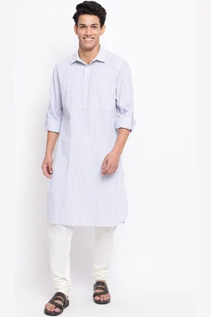 Fabindia Men Off White Striped Pakistani Style Kurta