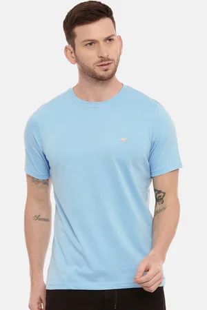 Bushirt Men Blue Solid Round Neck T-shirt