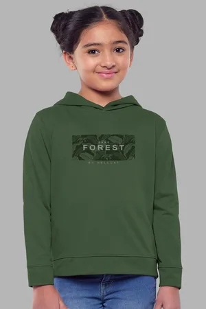 HELLCAT Girls Printed Hooded Cotton Sweatshirt