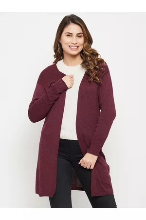 MADAME Women Acrylic Longline Front-Open Sweater