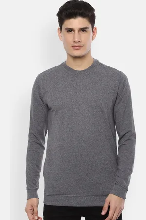 V Dot Men Charcoal Grey Solid Sweatshirt