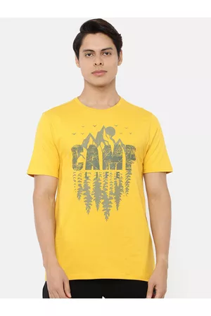 Wildcraft Men Yellow & Grey Typography Printed T-shirt