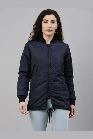 Campus Women Blue Windcheater Outdoor Padded Jacket