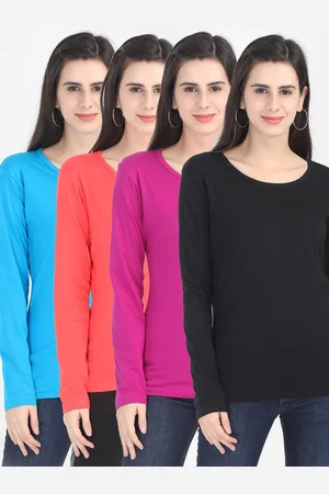 Fleximaa Women Multicoloured Set Of 4 Cotton T-shirt