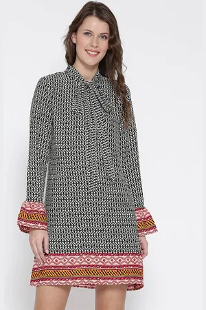 Sera Women White Printed A-Line Dress