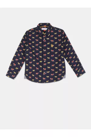 U.S. Polo Assn. Boys Blue & Yellow Printed Casual Shirt