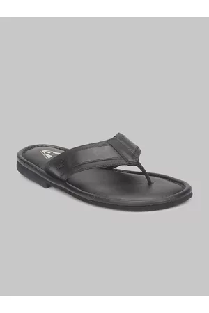 Ruosh Men Black Leather Comfort Sandals