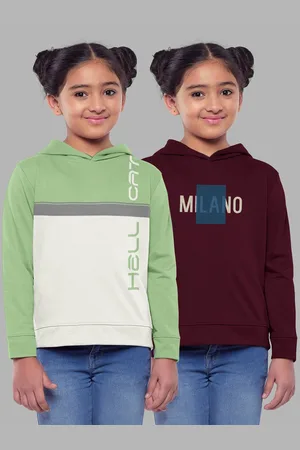 HELLCAT Girls Pack Of 2 Printed Hooded Cotton Sweatshirt