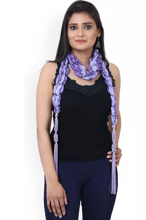 Anekaant Purple Printed Ruffled Scarf