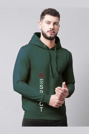 Friskers Men Typhography Printed Hooded Fleece Pullover Sweatshirt