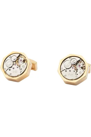 The Tie Hub Men Gold-Toned & Silver-Toned Geometric Cufflink