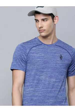 Skechers Men Blue Self Design Round-Neck Casual T-shirt