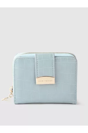 Lino Perros Women Blue Croc Textured Two Fold Wallet