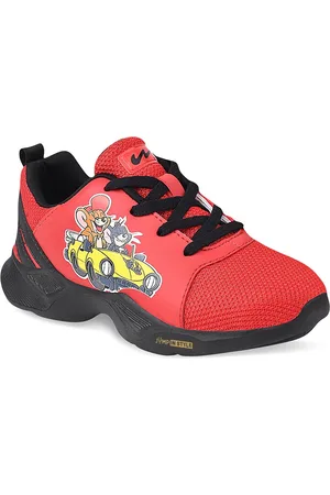 Campus Kids Red Tom & Jerry Printed Mesh Running Shoes