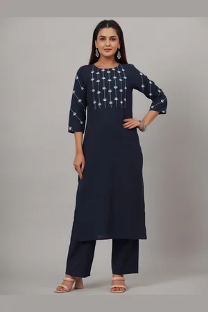 CRAFTED FOR YOU Women Embroidered Thread Work Pure Cotton Kurta With Trousers