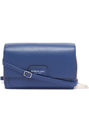 Kenneth Cole Women Navy Blue Sling Strap Zip Around Wallet