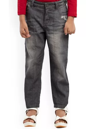UNDER FOURTEEN ONLY Girls Grey Straight Fit Light Fade Jeans