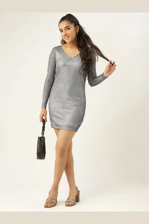 DressBerry Teen Girls Silver-Toned Shimmer Sheath Dress