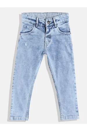 HERE&NOW Boys Pure Cotton Slim Fit Mildly Distressed Jeans