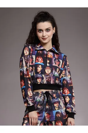 KASSUALLY Women Blue Printed Sweatshirt