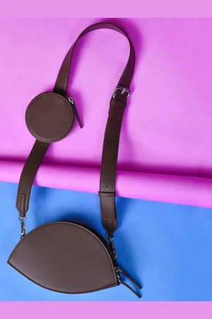 Campus Sutra Brown PU Structured Sling Bag