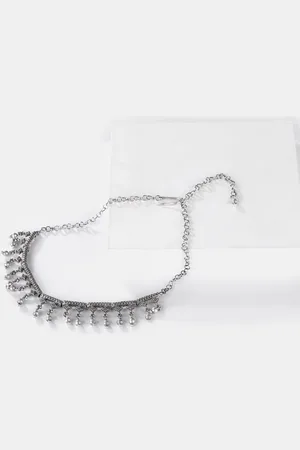 SHAYA Women Silver-Toned Antique Oxidized Tribal Choker Necklace