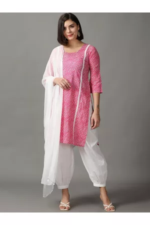 DIVINATION Leheriya Printed Pure Cotton Kurta with Patiala & With Dupatta