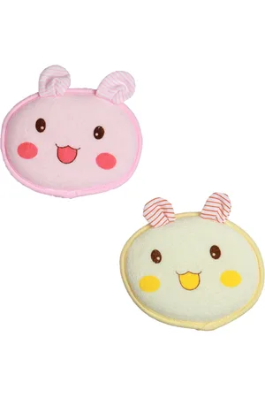 Baby Moo Set of 2 Pink & Yellow Bath Sponge Pad With Handle