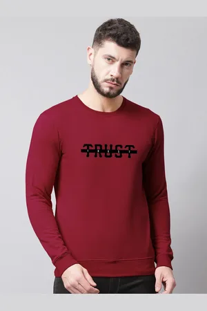 Friskers Men Typhography Printed Fleece Pullover Sweatshirt