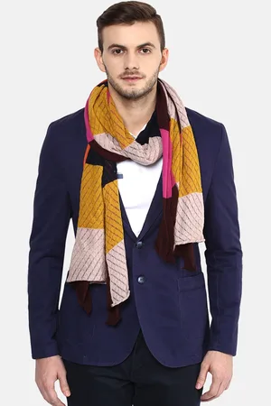 SHINGORA Men Mustard & Off White Colourblocked Muffler