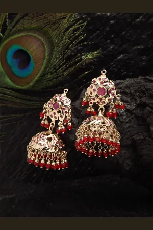 DUGRISTYLE Gold-Plated Classic Jhumkas Earrings