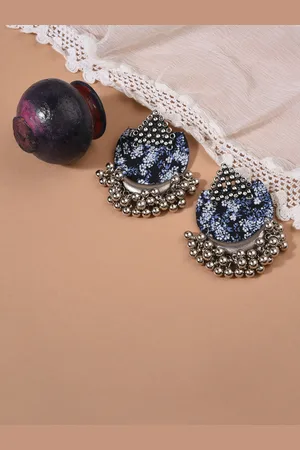 Fida Blue Floral Drop Earrings