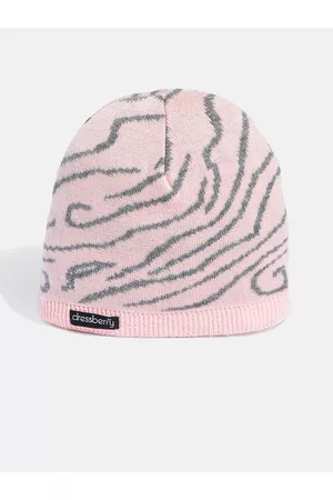 DressBerry Women Pink & Grey Printed Beanie