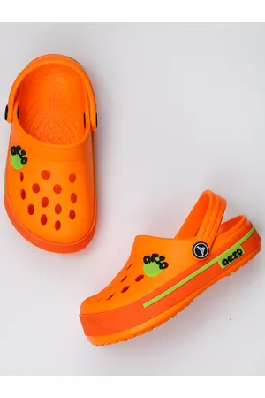 ABROS Shoes Unisex Kids Orange Rubber Clogs