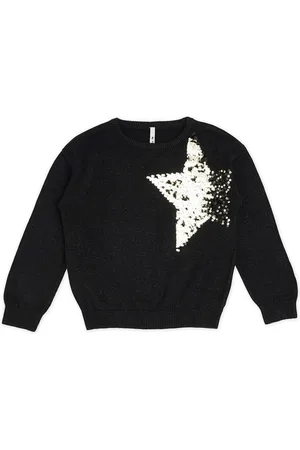 Pepe Jeans Girls Black & Silver-Toned Pullover