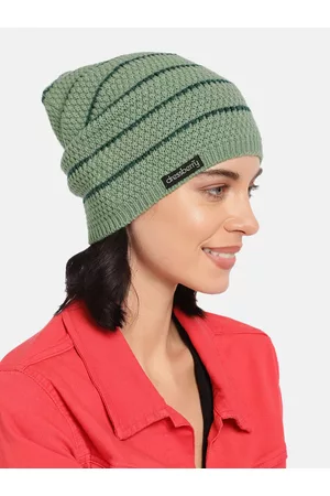DressBerry Women Green Self Design Acrylic Beanie