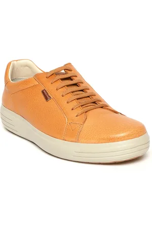 Woodland Men Tan Brown Leather Sneakers