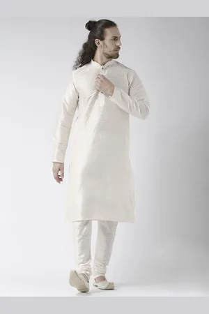 DEYANN Men Off-White Solid Straight Kurta