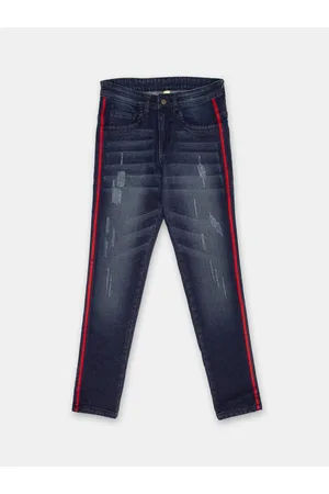Instafab Boys Navy Blue Regular Fit Mid-Rise Mildly Distressed Jeans