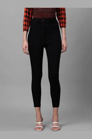 Globus Women Black Skinny Fit High-Rise Cropped Trousers
