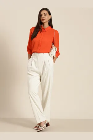 Invictus Women Orange Solid Casual Shirt