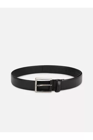Louis Philippe Men Black Textured Leather Belt