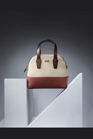 Estalon Colourblocked PU Shopper Handheld Bag with Detachable Strap Handbags