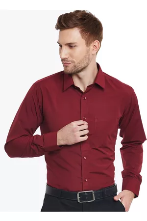 English Navy Men Maroon Slim Fit Solid Formal Shirt