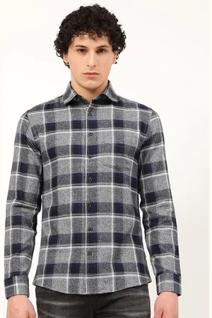 Lindbergh Men Slim Fit Checked Pure Cotton Casual Shirt